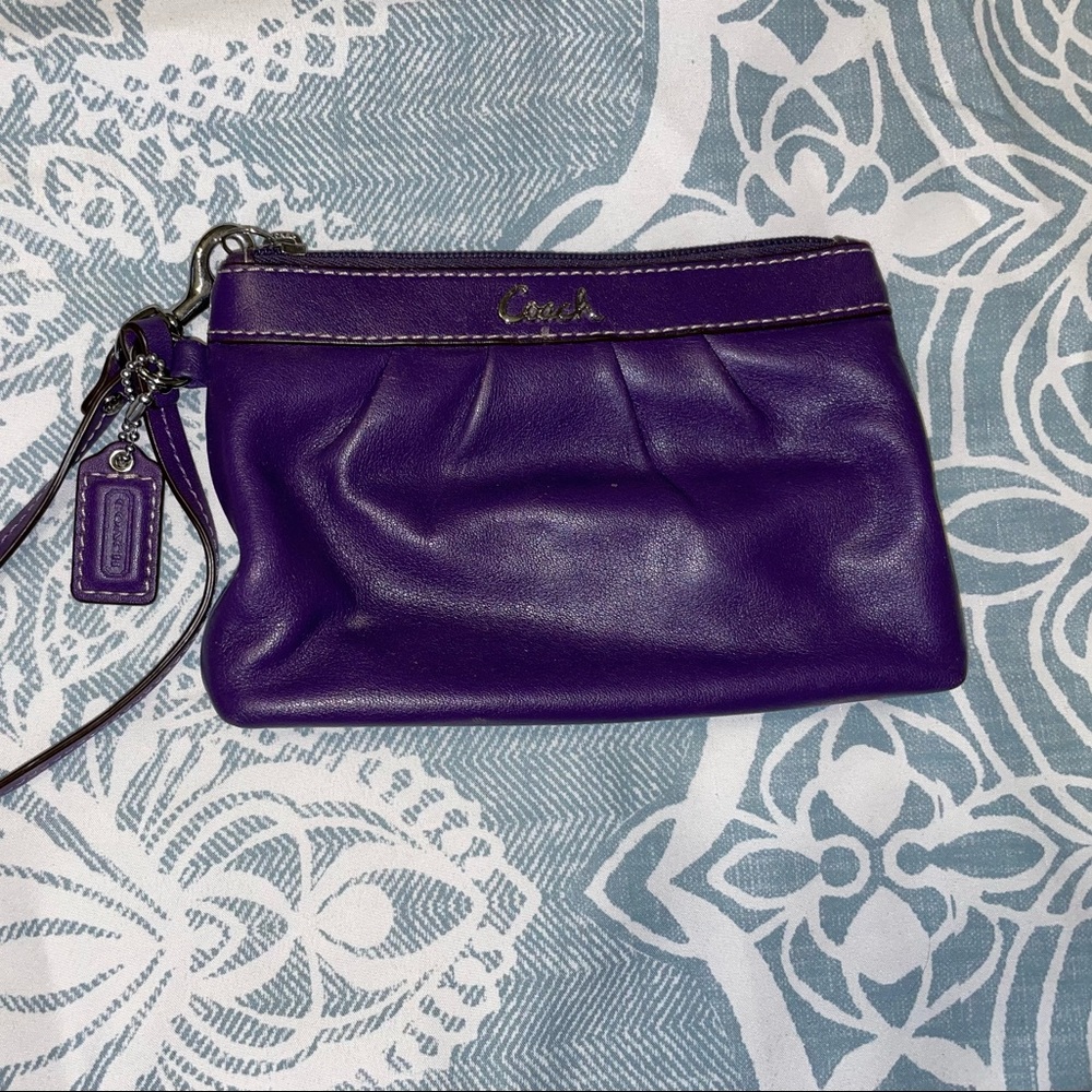 Leather Purple Coach Wristlet